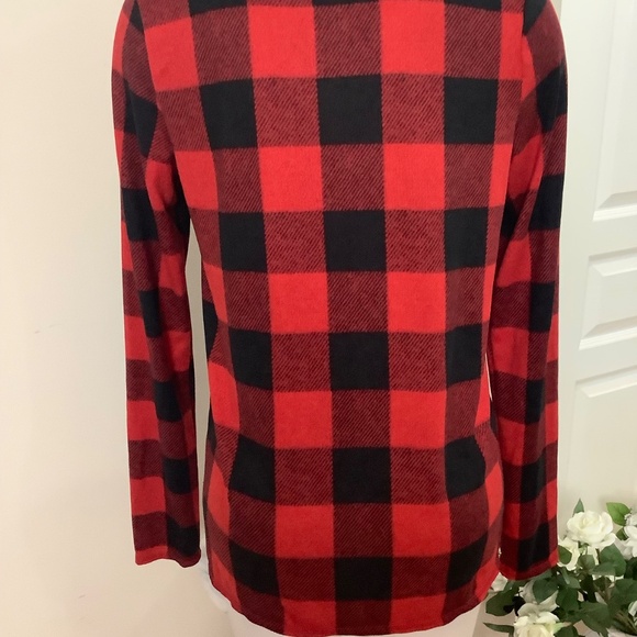 Lucky Brand fleece check top Medium 34/35 bust - Picture 5 of 6